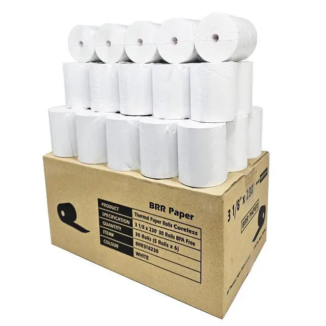 Alt view image 2 of 4 - (30 Coreless Rolls - 50 GSM) 3 1/8 x 230 Thermal Paper Receipt Rolls fits all Clover POS Cash Register Printers for TSP500 TSP600 TSP 700 TSP2000 CT S300 from