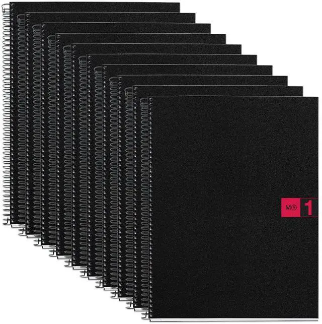 Main image of Miquel Rius Original 1 Subject Notebooks, Lined 11" x 8.5", 80 Sheets Heavyweight Paper, Micro-Perforated & 3-Hole Punched, Black/Red Poly Cover (Pack of 10)