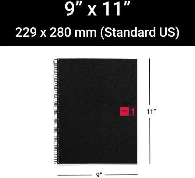 Alt view image 3 of 6 - Miquel Rius Original 1 Subject Notebooks, Lined 11" x 8.5", 80 Sheets Heavyweight Paper, Micro-Perforated & 3-Hole Punched, Black/Red Poly Cover (Pack of 10)