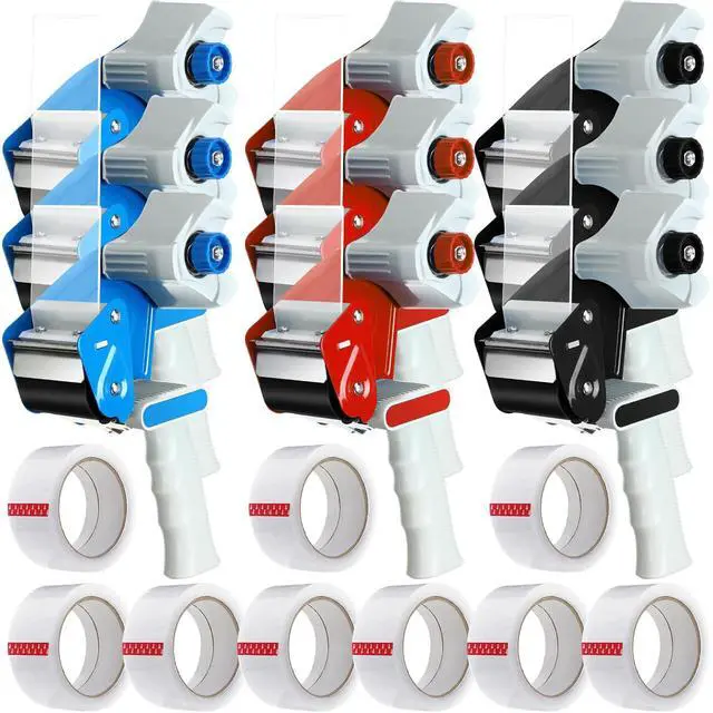 Main image of 9 Pack Packing Tape Dispenser Gun with 6 Roll 2 Inch Gun 2.7 Mil Heavy Duty Packaging Tape for Shipping, Moving, Carton and Box Sealing