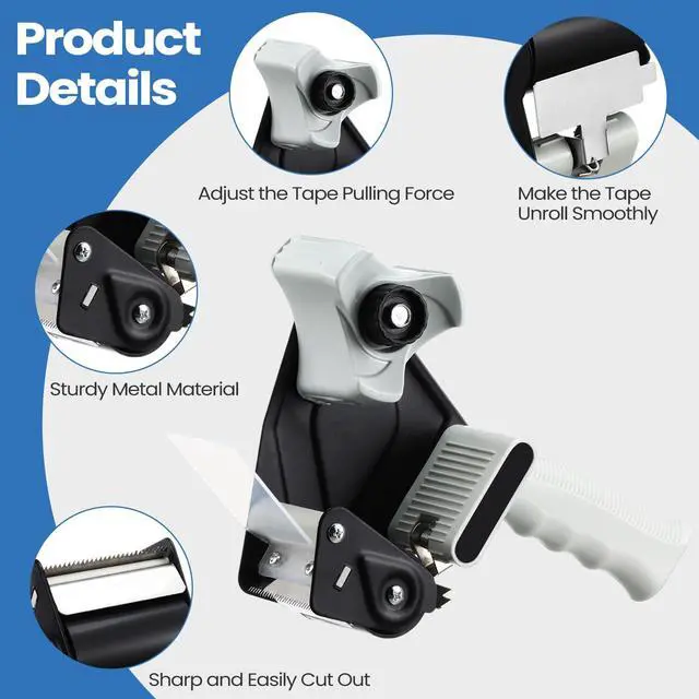 Alt view image 3 of 6 - 9 Pack Packing Tape Dispenser Gun with 6 Roll 2 Inch Gun 2.7 Mil Heavy Duty Packaging Tape for Shipping, Moving, Carton and Box Sealing