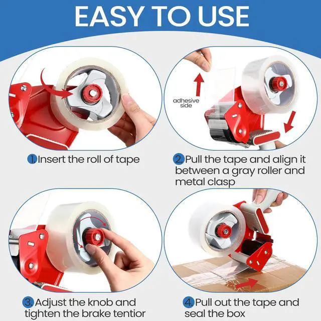 Alt view image 4 of 6 - 9 Pack Packing Tape Dispenser Gun with 6 Roll 2 Inch Gun 2.7 Mil Heavy Duty Packaging Tape for Shipping, Moving, Carton and Box Sealing