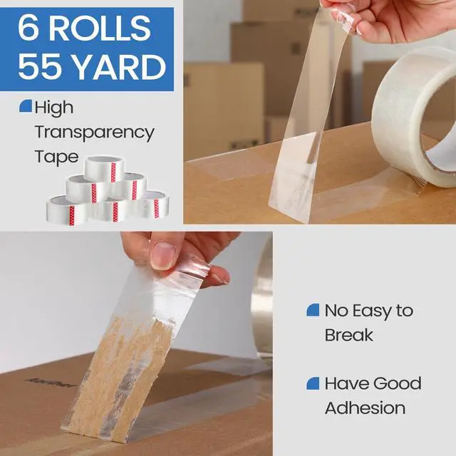 Alt view image 6 of 6 - 9 Pack Packing Tape Dispenser Gun with 6 Roll 2 Inch Gun 2.7 Mil Heavy Duty Packaging Tape for Shipping, Moving, Carton and Box Sealing