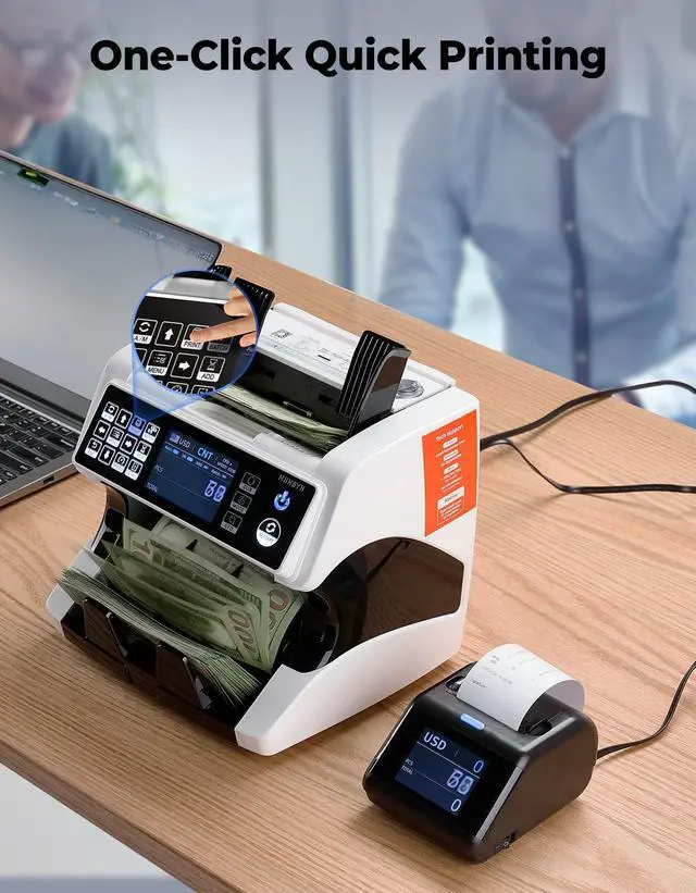 Alt view image 2 of 6 - P01 Thermal Printer for IMC01, IMC08, IMC22 Money Counter Machine Mixed Denomination, External Display+Printer in One, Connects via RJ-11 Plug, Receipt Printer Suitable for 58 mm Thermal Paper