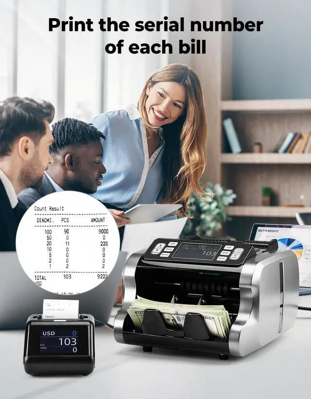 Alt view image 4 of 6 - P01 Thermal Printer for IMC01, IMC08, IMC22 Money Counter Machine Mixed Denomination, External Display+Printer in One, Connects via RJ-11 Plug, Receipt Printer Suitable for 58 mm Thermal Paper