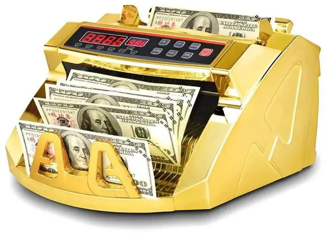Main image of Gold Money Counter with Counterfeit Detection & Bill Counting | Light Up Display | 1,000 Bills a Minute |Fits US Dollar and Larger