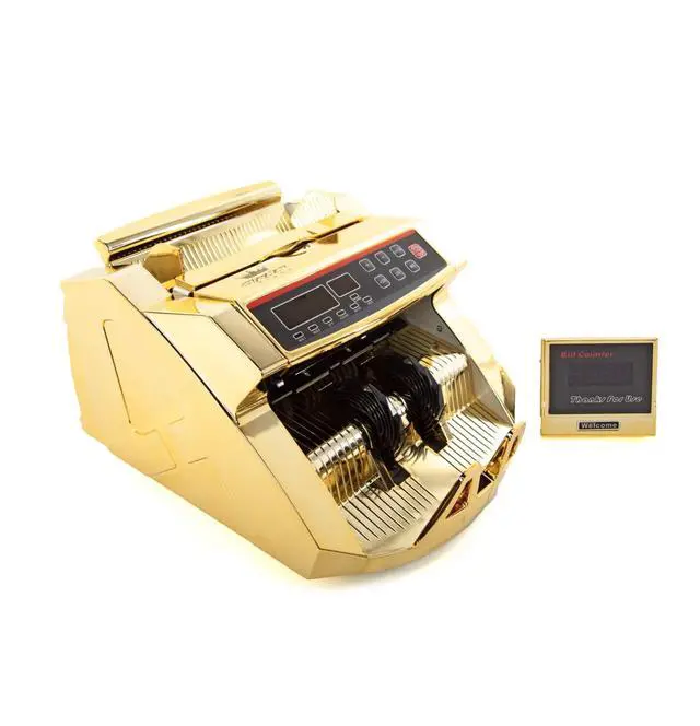 Alt view image 4 of 4 - Gold Money Counter with Counterfeit Detection & Bill Counting | Light Up Display | 1,000 Bills a Minute |Fits US Dollar and Larger