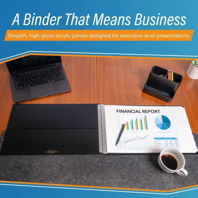 Alt view image 3 of 6 - 11x17 Binder, Acrylic Fixed 3-Post Landscape Document Organizer. Elegant Black Portfolio Art Binder for Artwork Storage, Display Tattoo Book, Business Presentations, and Tabloid Size Organization