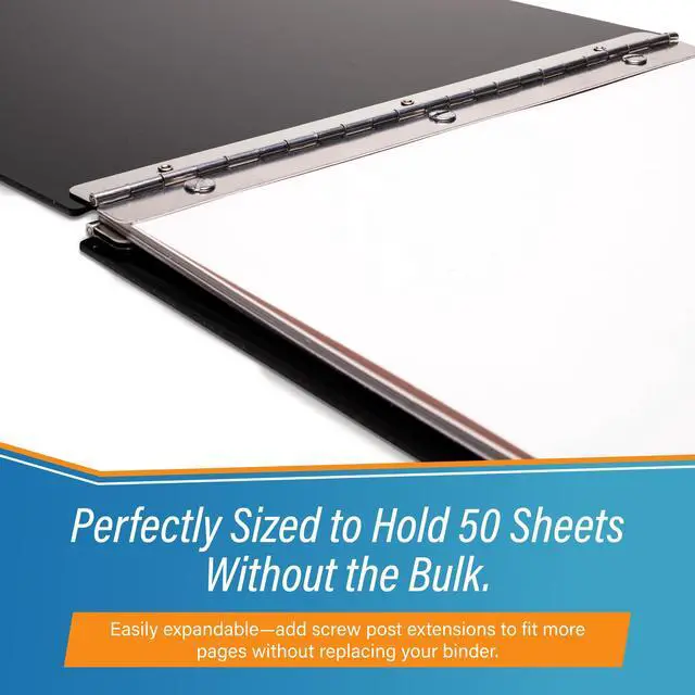 Alt view image 6 of 6 - 11x17 Binder, Acrylic Fixed 3-Post Landscape Document Organizer. Elegant Black Portfolio Art Binder for Artwork Storage, Display Tattoo Book, Business Presentations, and Tabloid Size Organization