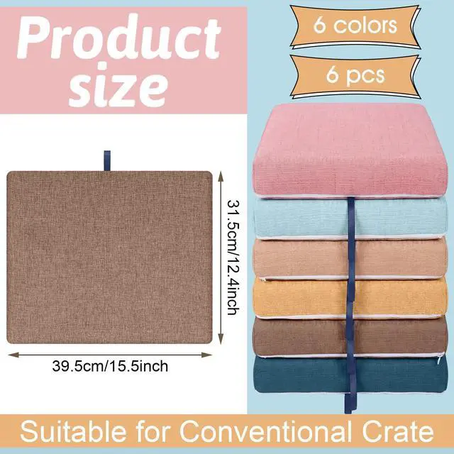 Alt view image 2 of 6 - 6 Pcs Crate Seat Cushions for Classroom 1.18" Thick Squares Wooden Foam Cushions Alternative Classroom Seating Suitable for 17.25'' x 14.25'' Plastic Storage Crate Seat(Boho)
