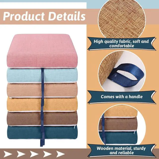 Alt view image 3 of 6 - 6 Pcs Crate Seat Cushions for Classroom 1.18" Thick Squares Wooden Foam Cushions Alternative Classroom Seating Suitable for 17.25'' x 14.25'' Plastic Storage Crate Seat(Boho)