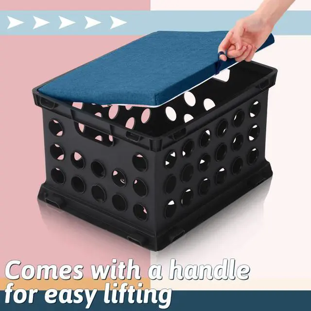Alt view image 4 of 6 - 6 Pcs Crate Seat Cushions for Classroom 1.18" Thick Squares Wooden Foam Cushions Alternative Classroom Seating Suitable for 17.25'' x 14.25'' Plastic Storage Crate Seat(Boho)