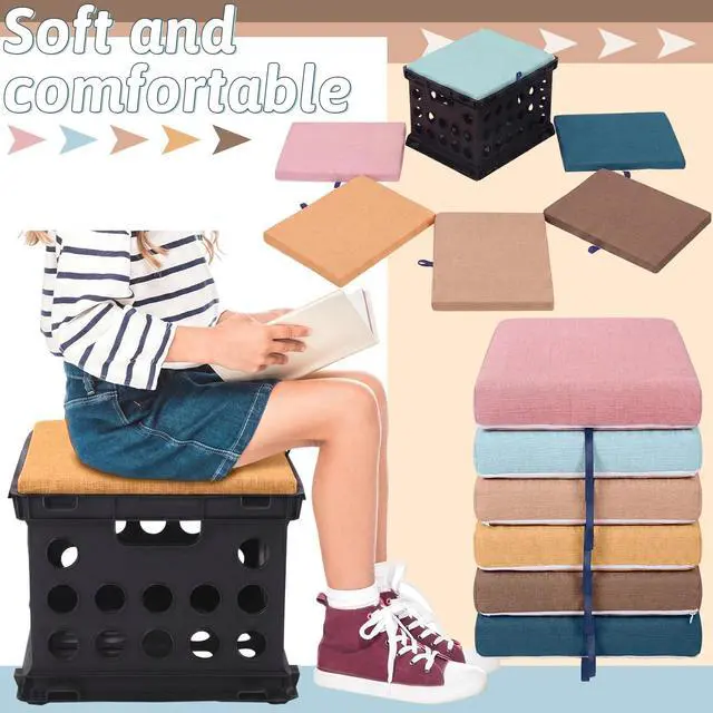 Alt view image 5 of 6 - 6 Pcs Crate Seat Cushions for Classroom 1.18" Thick Squares Wooden Foam Cushions Alternative Classroom Seating Suitable for 17.25'' x 14.25'' Plastic Storage Crate Seat(Boho)