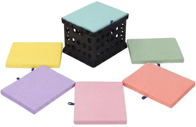Main image of 6 Pcs Crate Seat Cushions for Classroom 1.18" Thick Squares Wooden Foam Cushions Alternative Classroom Seating Suitable for 17.25'' x 14.25'' Plastic Storage Crate Seat(Pastel)