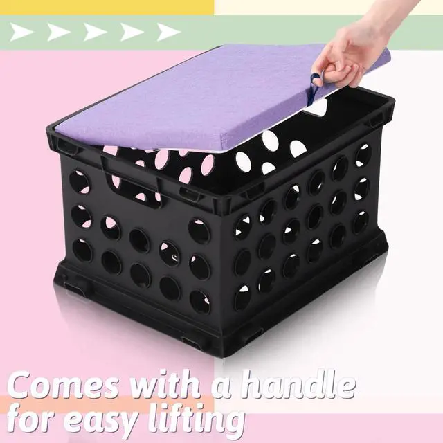 Alt view image 4 of 6 - 6 Pcs Crate Seat Cushions for Classroom 1.18" Thick Squares Wooden Foam Cushions Alternative Classroom Seating Suitable for 17.25'' x 14.25'' Plastic Storage Crate Seat(Pastel)