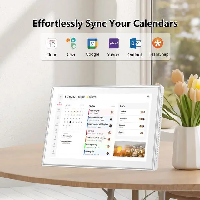 Alt view image 3 of 6 - 10.1" Wall Planner Digital Calendar & Chore Chart, Smart Full HD Touchscreen Interactive Display for Family Schedules, To Do List, Meal Planner, Great for Organizing Your 2026 Calendar