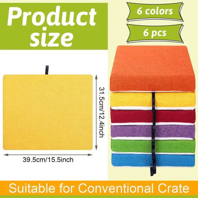 Alt view image 2 of 6 - 6 Pcs Crate Seat Cushions for Classroom 1.18" Thick Squares Wooden Foam Cushions Alternative Classroom Seating Suitable for 17.25'' x 14.25'' Plastic Storage Crate Seat(Vibrant Color)