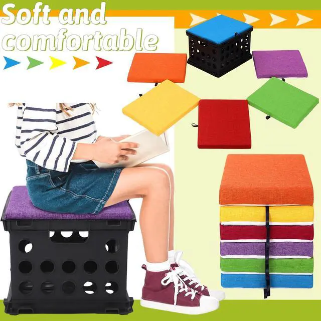 Alt view image 5 of 6 - 6 Pcs Crate Seat Cushions for Classroom 1.18" Thick Squares Wooden Foam Cushions Alternative Classroom Seating Suitable for 17.25'' x 14.25'' Plastic Storage Crate Seat(Vibrant Color)