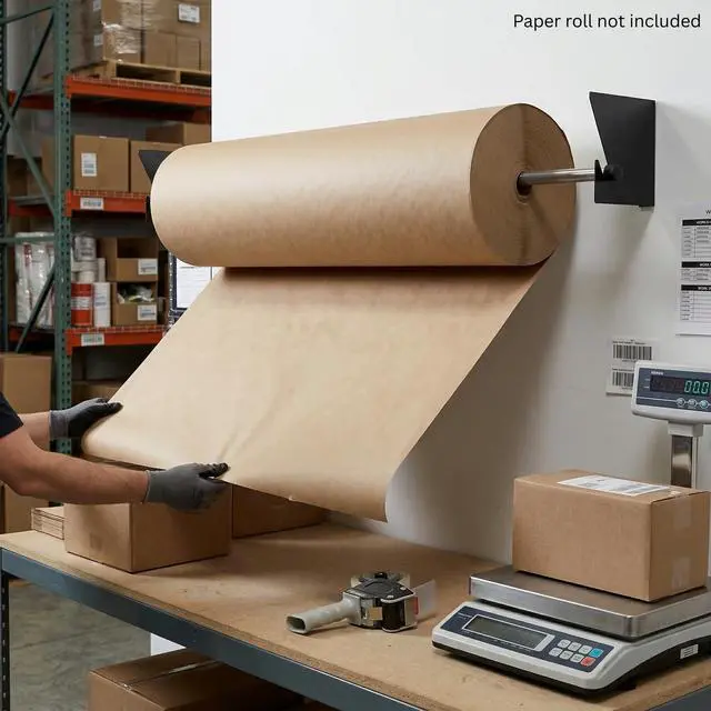 Alt view image 3 of 6 - 2-Pack Wall Mount Roll Rack Holder & Butcher Paper Dispenser - Heavy Duty Adjustable 28 to 60 Inch - Bubble Wrap Dispenser, Kraft Paper Roll Holder & Vinyl Wrap Holder (100 Lb Capacity)