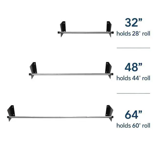 Alt view image 5 of 6 - 2-Pack Wall Mount Roll Rack Holder & Butcher Paper Dispenser - Heavy Duty Adjustable 28 to 60 Inch - Bubble Wrap Dispenser, Kraft Paper Roll Holder & Vinyl Wrap Holder (100 Lb Capacity)
