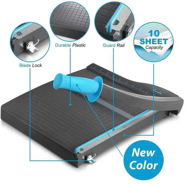 Alt view image 2 of 6 - Guillotine Paper Cutter Heavy Duty, 12 Inch Paper Cutting Board with Guard Rail, Blade Lock, Cuts Up to 10 Sheets, Professional Manual Paper Cutter Trimmer for Scrapbooking, Crafts & Photo