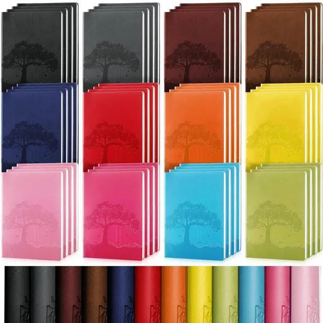 Main image of 48 Pcs Pu Leather Journals Notebook Bulk Colorful Tree Life Lined Journal Notebook Soft Pu Leather Cover Ruled Writing Notebook for Writing School Office Home 128 Pages (8.1 x 5.6 Inch)