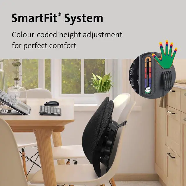 Alt view image 2 of 6 - SmartFit Conform Back Rest Adjustable Lumbar Support with Flexible Side Panels, Ergonomic Mesh Design for Improved Posture & Comfort, Universal Office Chair Fit Black (K60412WW)