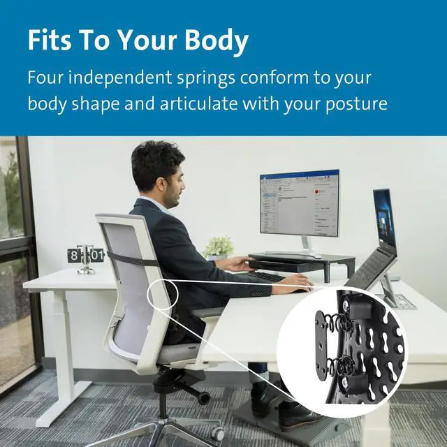 Alt view image 3 of 6 - SmartFit Conform Back Rest Adjustable Lumbar Support with Flexible Side Panels, Ergonomic Mesh Design for Improved Posture & Comfort, Universal Office Chair Fit Black (K60412WW)