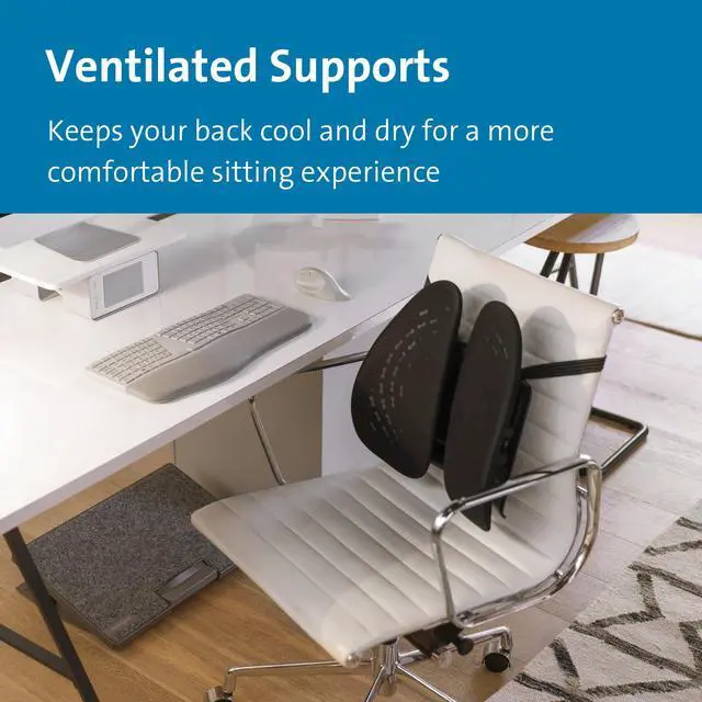 Alt view image 5 of 6 - SmartFit Conform Back Rest Adjustable Lumbar Support with Flexible Side Panels, Ergonomic Mesh Design for Improved Posture & Comfort, Universal Office Chair Fit Black (K60412WW)
