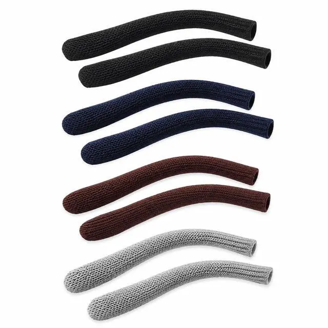 Main image of Glasses Anti-Slip Ear Hook Sleeves, Soft Elastic Eyeglass Leg Grips for Sports, 4 Pairs Black Navy Brown Light Gray
