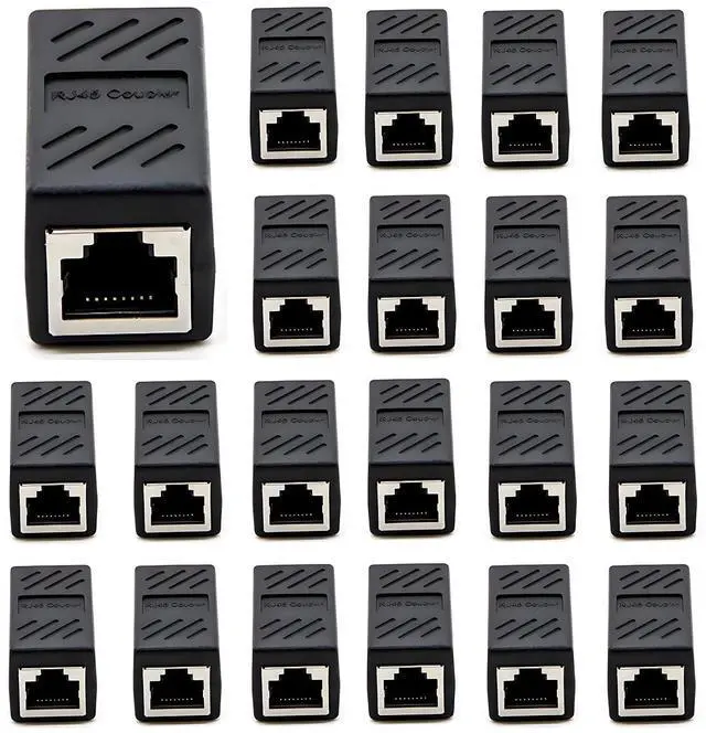 Main image of RJ45 Cat5 Couplers (20 Pack) | in Line Coupler Cat5 Cat5e Cat6 Cat7 Ethernet Cable 8P8C Extender Adapter Female to Female, Black