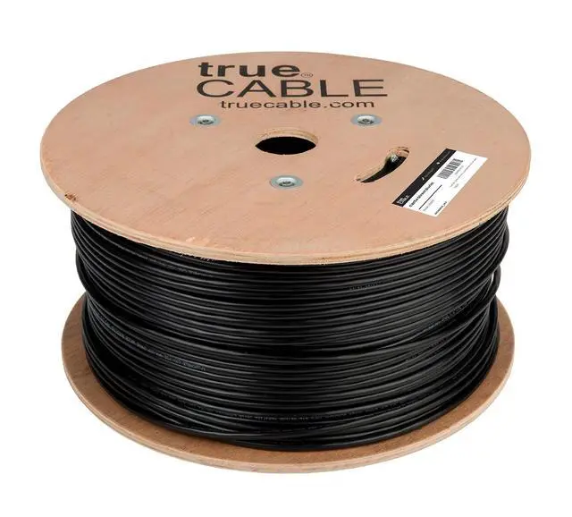 Alt view image 2 of 7 - TRUE CABLE Cat5e Direct Burial Bulk Ethernet Cable, Unshielded U/UTP, 1000ft, Black, Waterproof, Outdoor OSP Jacket, 24AWG Solid Bare Copper, 350MHz, PoE++ 100W