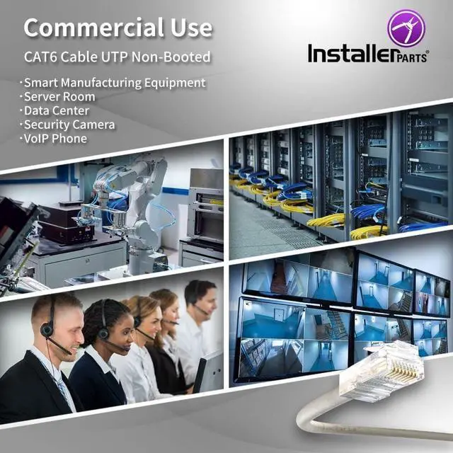 Alt view image 3 of 5 - InstallerParts (50 Pack Ethernet Cable CAT6 Cable UTP Non-Booted 1.5 FT - Gray - Professional Series - 10Gigabit/Sec Network/High Speed Internet Cable, 550MHZ