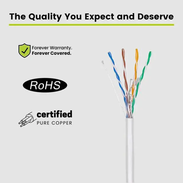 Alt view image 4 of 7 - TRUE CABLE Cat5e Outdoor Bulk Ethernet Cable, Unshielded, 1000ft, White, UV Resistant, OSP Jacket, 24AWG Solid Bare Copper, 350MHz, PoE++ (4PPoE)