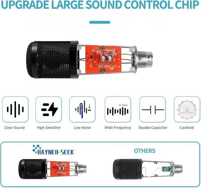 Alt view image 3 of 7 - Podcast Studio Microphone Condenser Mic Podcast Equipment Bundle with 3.5mm Audio XLR Cable