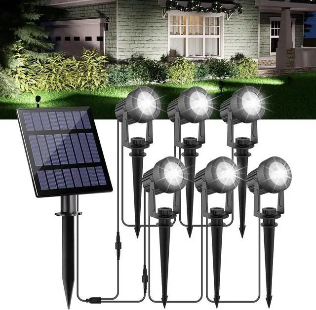 Main image of Solar Spot Lights Outdoor, Landscape Spotlights IP65 Waterproof 9.8ft Cable, Dusk to Dawn Solar Uplights for Trees Garden Yard Driveway Porch Walkway Pool (6-in-1, 6000K Cool White)