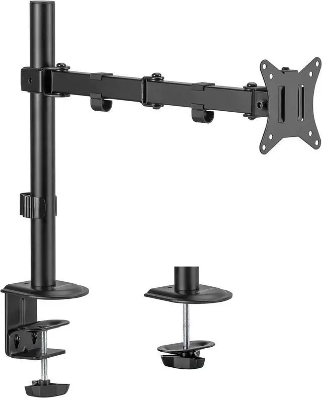 Main image of Mount-It! Single Monitor Arm Desk Mount for 17-32 Inch Screens, Black | Full motion arm with tilt, swivel & rotate, VESA compatible, clamp or grommet base.