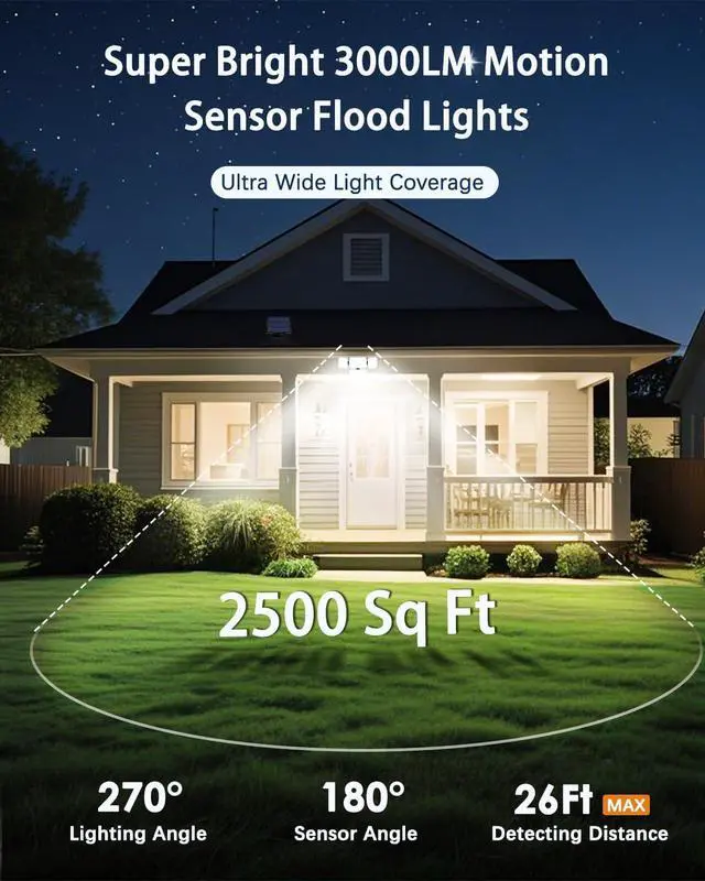 Alt view image 5 of 7 - CLAONER Solar Outdoor Lights Motion Sensor 3500LM 288 LED Solar Security Lights with Remote Control IP67 Waterproof 4 Heads Solar Flood Lights with 16.4ft Cable 4 Modes Wall Lights(2 Pack)