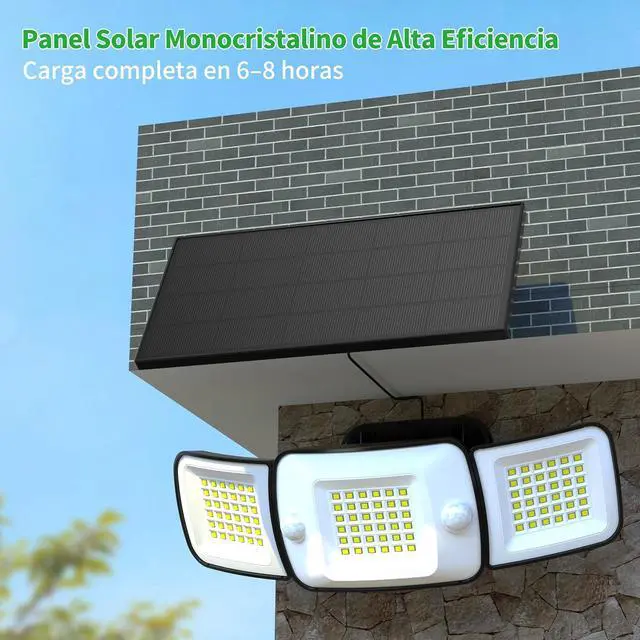 Alt view image 2 of 7 - intelamp Solar Flood Lights Outdoor Waterproof, 6000mAh 1200LM Solar Powered Dual Motion Sensor LED Lighting Dusk to Dawn Security Floodlight Exterior with Remote 9.8ft Cable for Outside Garden House