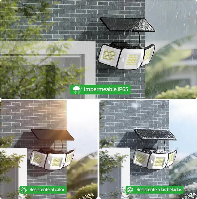 Alt view image 5 of 7 - intelamp Solar Flood Lights Outdoor Waterproof, 6000mAh 1200LM Solar Powered Dual Motion Sensor LED Lighting Dusk to Dawn Security Floodlight Exterior with Remote 9.8ft Cable for Outside Garden House