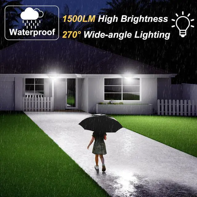 Alt view image 2 of 7 - intelamp Outdoor Solar Flood Light Cool White Separate Panel 6000mAh 1500LM | Remote Control, Dual Motion Sensor, IP65 weatherproof, 6000mAh LiFePO4 battery deliver reliable all-night lighting