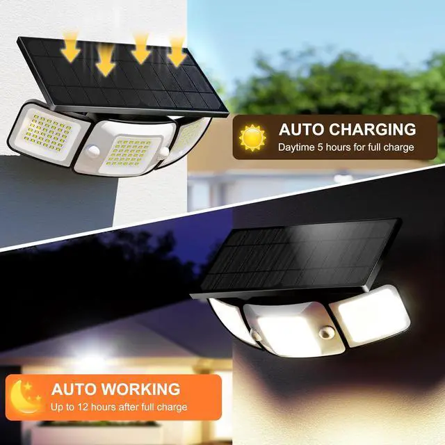 Alt view image 6 of 7 - intelamp Outdoor Solar Flood Light Cool White Separate Panel 6000mAh 1500LM | Remote Control, Dual Motion Sensor, IP65 weatherproof, 6000mAh LiFePO4 battery deliver reliable all-night lighting