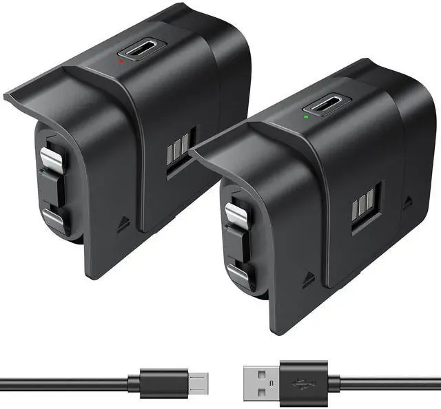 Main image of 6amLifestyle Rechargeable Xbox Controller Battery Pack, Play and Charge Kit Compatible with Xbox Series X|S, Xbox One S X Elite Controllers,2 Pack NiMH Batteries with 4 Covers & Micro USB Cable, Black