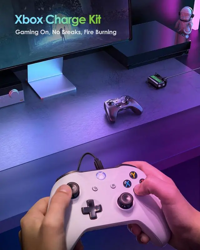 Alt view image 4 of 6 - 6amLifestyle Rechargeable Xbox Controller Battery Pack, Play and Charge Kit Compatible with Xbox Series X|S, Xbox One S X Elite Controllers,2 Pack NiMH Batteries with 4 Covers & Micro USB Cable, Black