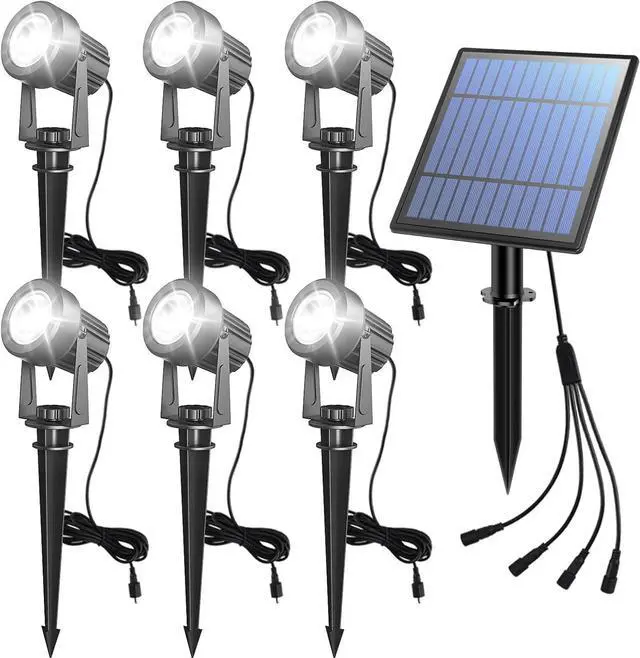 Main image of APONUO Solar Spot Lights Outdoor 6-in-1 Solar Landscape Lights Dusk to Dawn Solar Uplights IP65 Waterproof 9.8ft Cable Outdoor Spot Lights for Yard Pathway Garden Tree Decoration (Cool White)