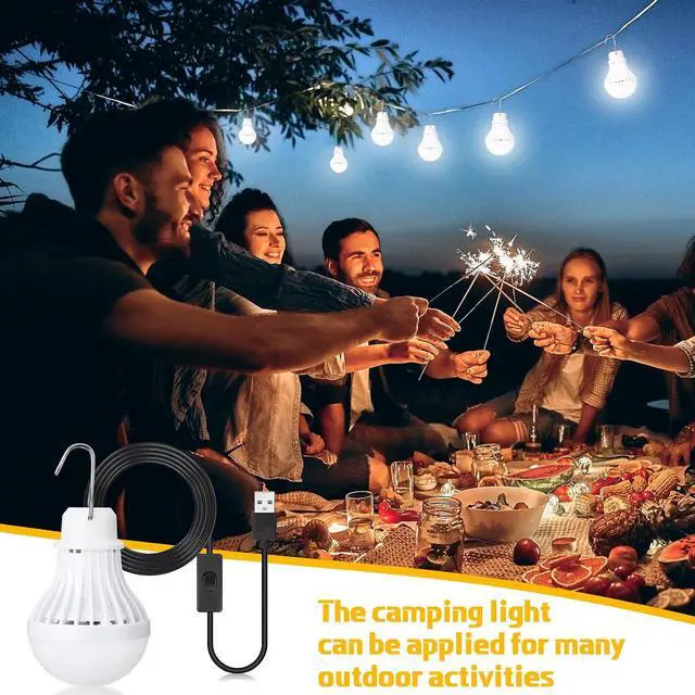 Alt view image 5 of 7 - Funtery 6 Pcs USB LED Light Portable Light Bulb with USB Hanging Camping Light Splitter Cable for Camping Tent Garage Warehouse Car Truck Outdoor, 5W, 8.2ft