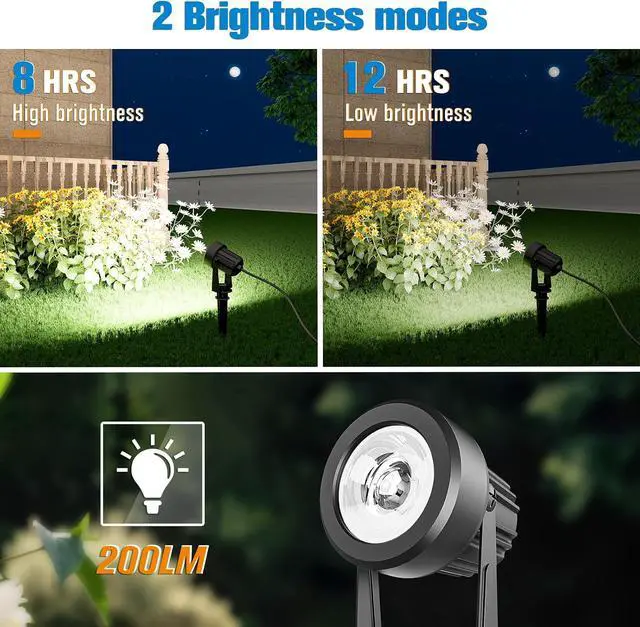 Alt view image 2 of 6 - APONUO Solar Spot Lights Outdoor 6-in-1 Solar Landscape Lights Dusk to Dawn Solar Uplights IP65 Waterproof 9.8ft Cable Outdoor Spot Lights for Yard Pathway Garden Tree Decoration (Cool White)