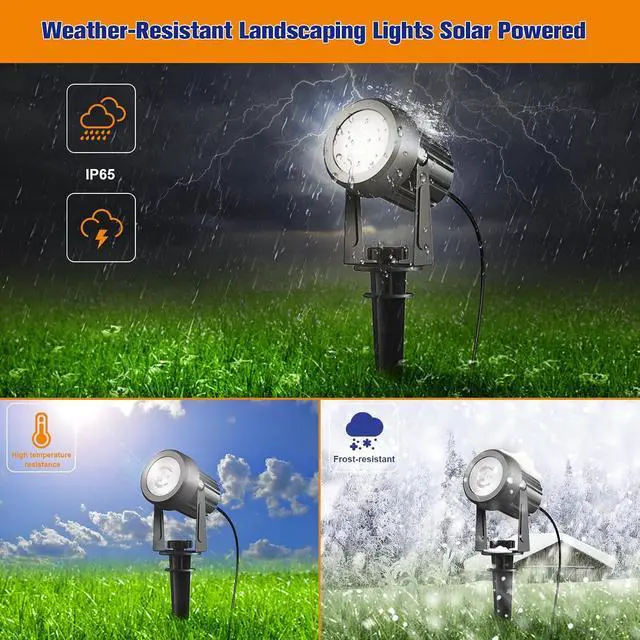 Alt view image 5 of 6 - APONUO Solar Spot Lights Outdoor 6-in-1 Solar Landscape Lights Dusk to Dawn Solar Uplights IP65 Waterproof 9.8ft Cable Outdoor Spot Lights for Yard Pathway Garden Tree Decoration (Cool White)
