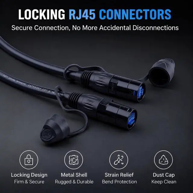 Alt view image 4 of 7 - Toronce Professional CAT6 Ethercon RJ45 Cable Both Ends with Shielded Connectors (10 Feet)