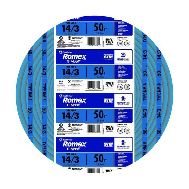 Alt view image 2 of 7 - Southwire Romex Brand Simpull Solid Indoor 14/3 W/G NMB Cable 100ft coil - SW 63946828